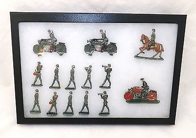 Vintage WWII Lot 14 Flat German 45mm Lead Soldiers - Marching & Motorcycles