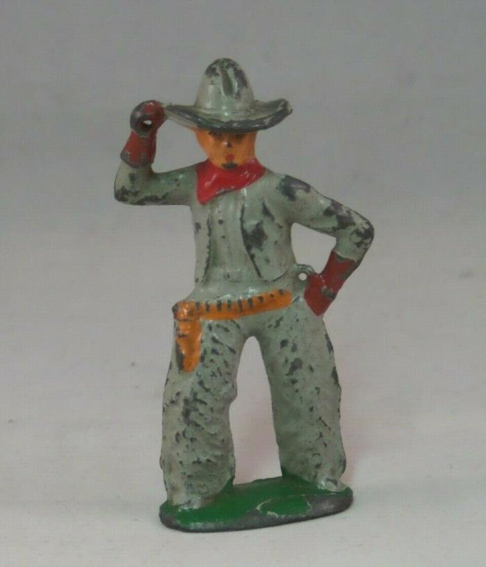 Vintage Barclay Lead Toy Soldier B-95 Cowboy with Lasso Missing Lasso Grey