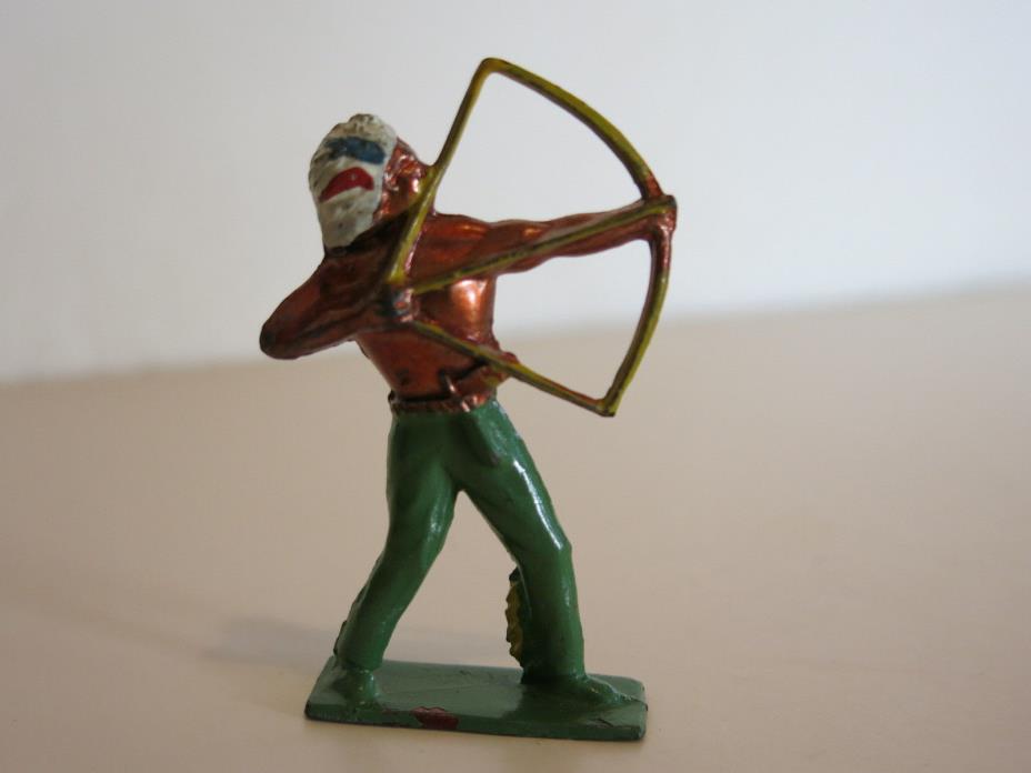 Vintage Britains Lead Native American Indian Toy W/ Bow & Arrow & Headdress