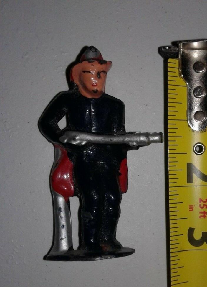 Antique Vintage BARCLAY Fireman W/ Hose  Lead Toy Figure RARE