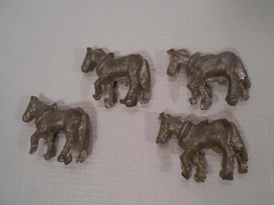 Vintage Unpainted/Trimmed Lead Horses with Collars