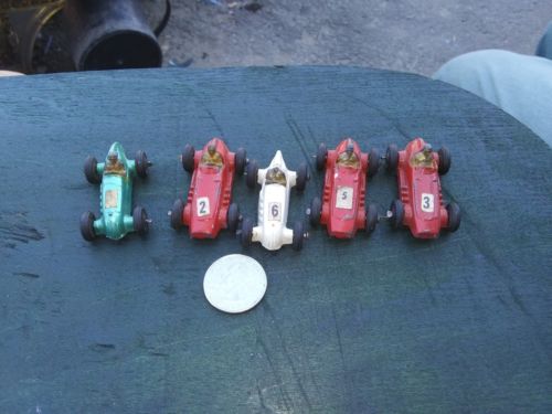 Miniature Toy Metal Racecars unmarked rubber wheels pre 50s