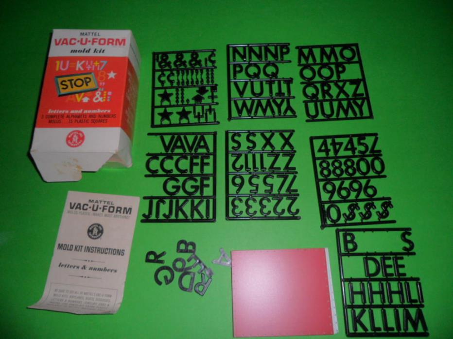 1962 Mattel Vac-U-Form Letters & Numbers Mold Kit Original Box #435