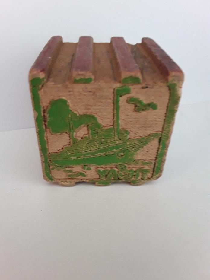 Antique Vintage Wood Toy Building Block 1.25