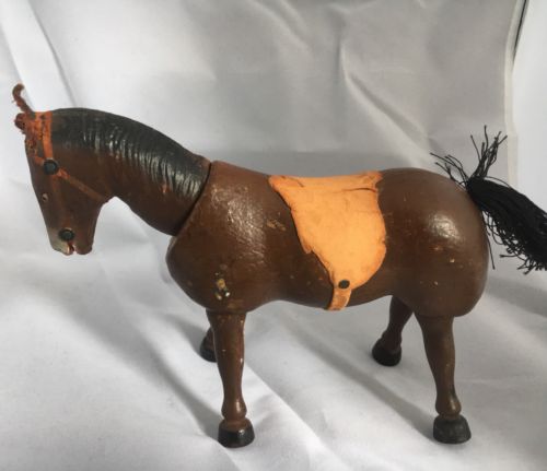 Schoenhut Brown Painted Eye Horse Humpty Dumpty Circus Wood Carved Antique Toy