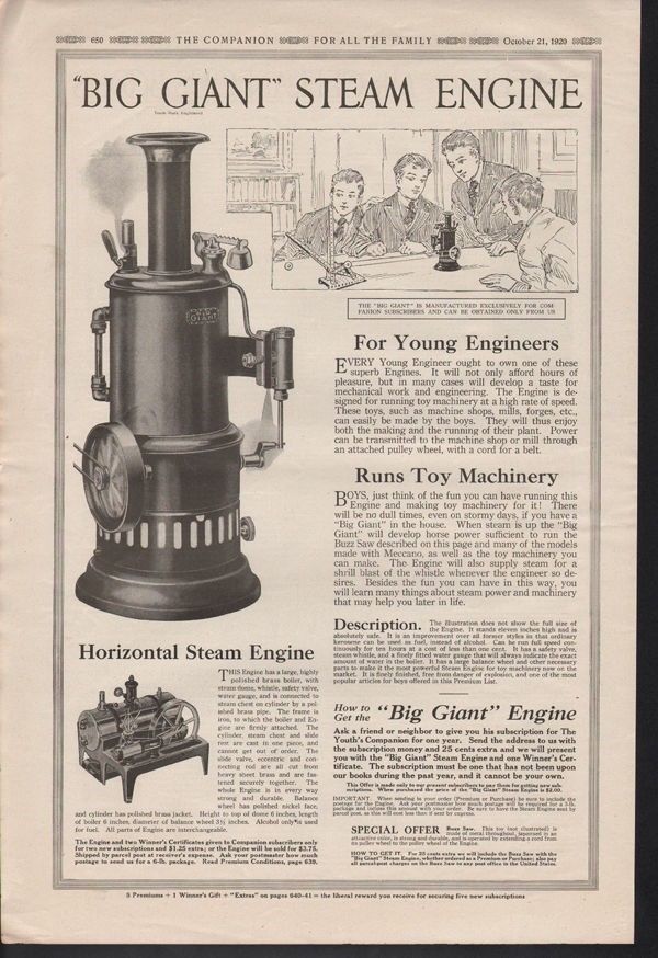 1920 BIG GIANT STEAM ENGINE TOY MACHINE ENGINEER POWER13890