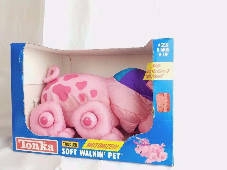 Vintage Collectors Soft Tonka Walking Pink Pig Rare Motorized Toy by Hasbro 1996
