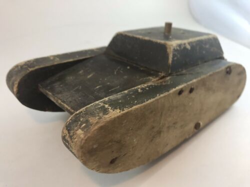 Antique Primitive Toy Tank Wooden Early 1900s Childs Toy Original Paint