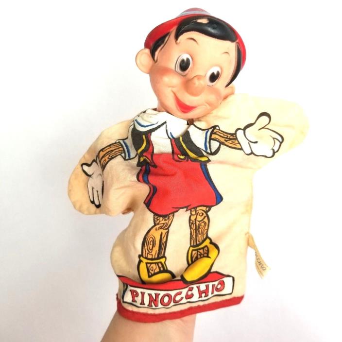 Vintage Gund Walt Disney Pinocchio Hand Puppet Grungy Antique Toy
