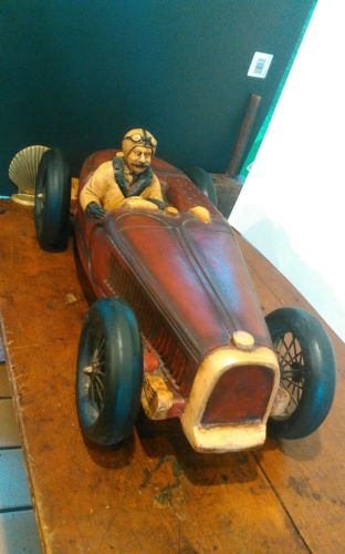 Antique Resin Classic 1930s Bugatti Race Car With Driver, VERY Rare! Very Neat!
