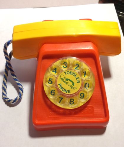 Vintage Handi-Craft Toy Plastic Toddler Phone Orange Version RARE HTF