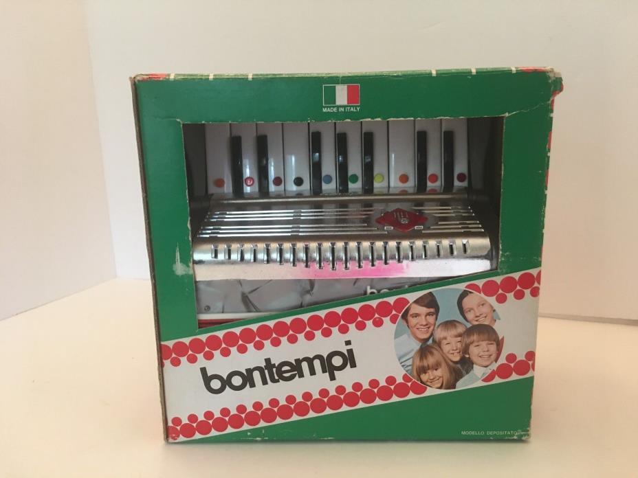 Vintage Bontempi Toy Accordion Grey Model FL3108 Works Made in Italy