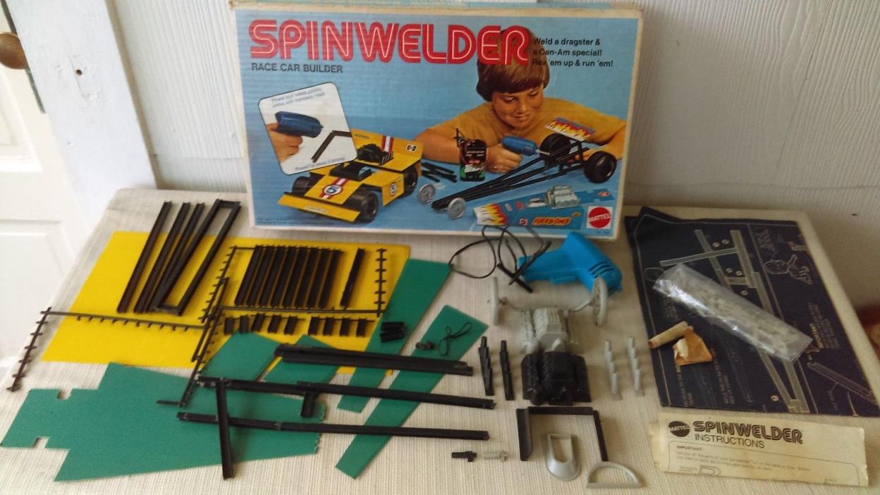 Vintage Mattel Spinwelder Race Car Builder Near Complete Mostly Unused Box Set