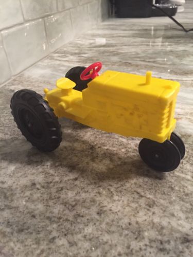 Vintage Yellow & Red Plastic Tractor Toy 6 inches