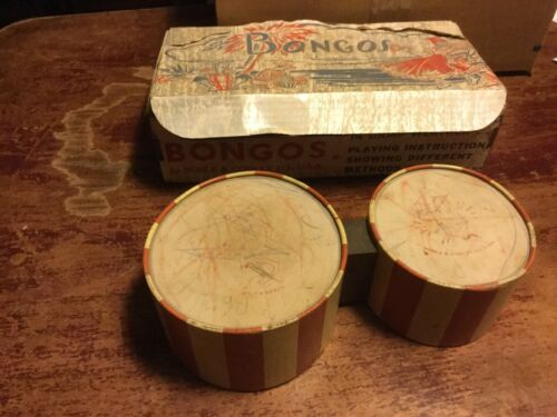 Vintage Child's 10-2 Nylon Head Noble & Cooley Toy Bongos  USA - Drums