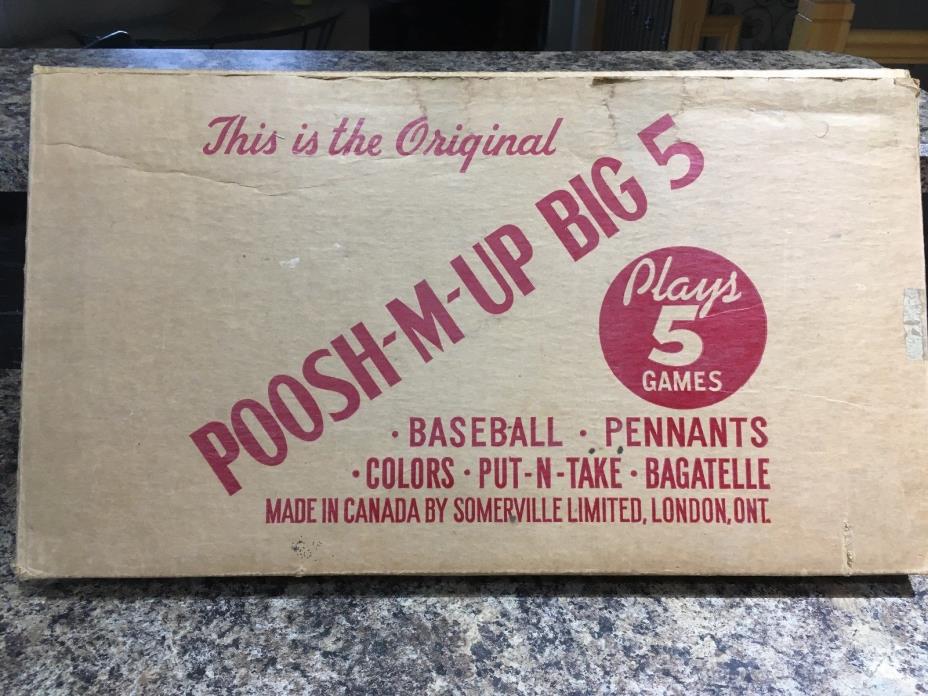 Vintage Poosh-M-Up Big 5 Game In  Box Baseball  Northwestern Products Pinball