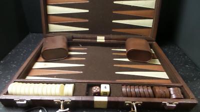 Vintage Backgammon set in leather hard case.