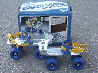 NIB Globe Jet Set Jr. Keyless Roller Skates No 38 in Original Box - Blue Yellow