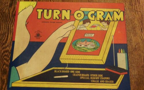 Vintage Turn-O-Gram Black Board Crayon Board by American Toys