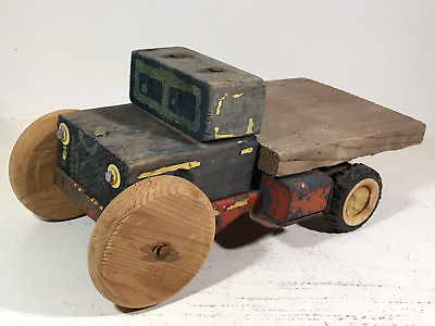 70's Wood FOLK ART handmade custom Farm Truck toy vintage