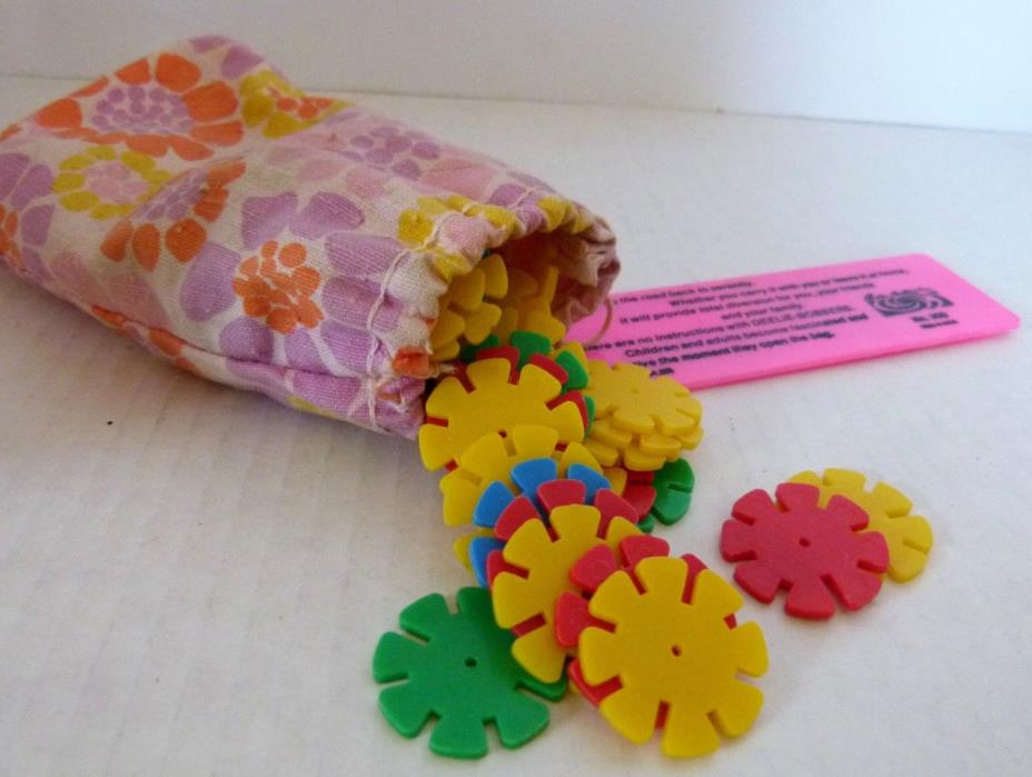 Vintage Deelie Bobbers Game Pink Floral Fabric Storage Bag Mod Retro Plastic