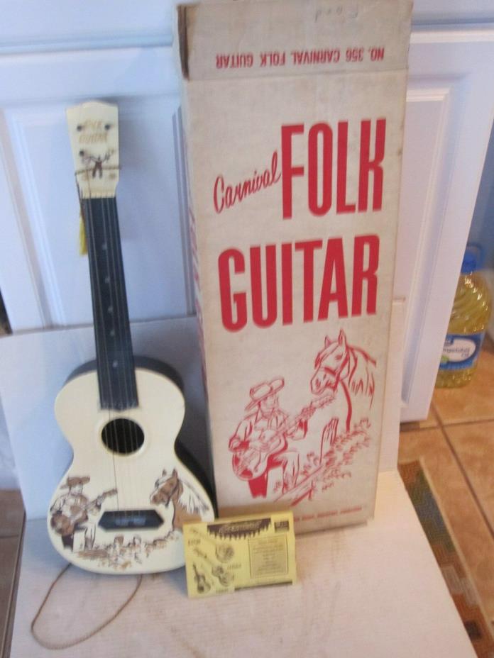 vintage toy carnival folk guitar in box,model  # 356