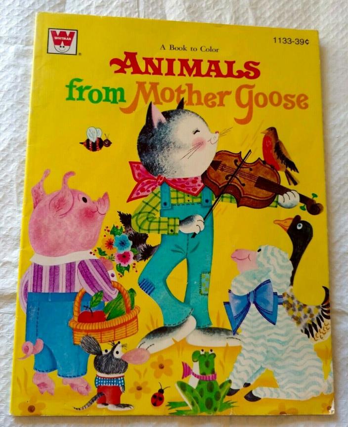 Vintage 1971 ANIMALS FROM MOTHER GOOSE Coloring BOOK WHITMAN 99.9% Unused CLEAN