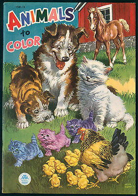 Uncolored ANIMALS TO COLOR #1581 Merrill 1951 (5188)