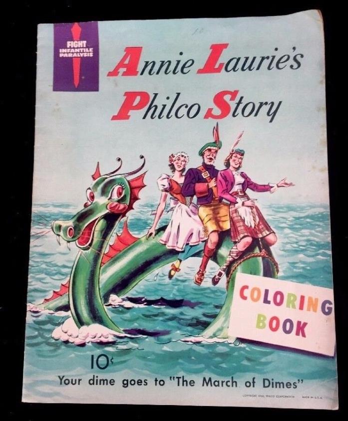 1950 Original Vintage Annie Laurie's Philco Story Coloring Book Uncolored