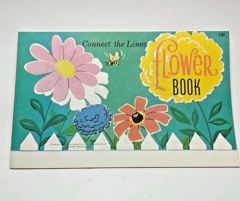 Connect the Lines Flower Book Vintage Childrens Activity Paper Craft Print