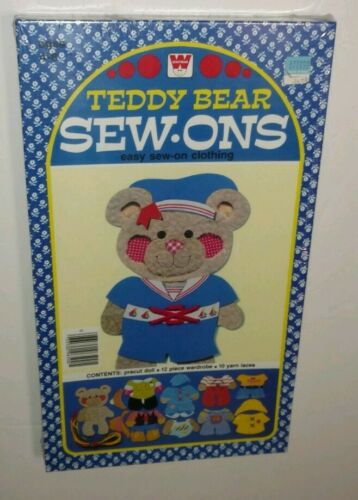 1978 Teddy Bear Sew-Ons WHITMAN - Easy Sew on Clothing Vintage Retro New in Box