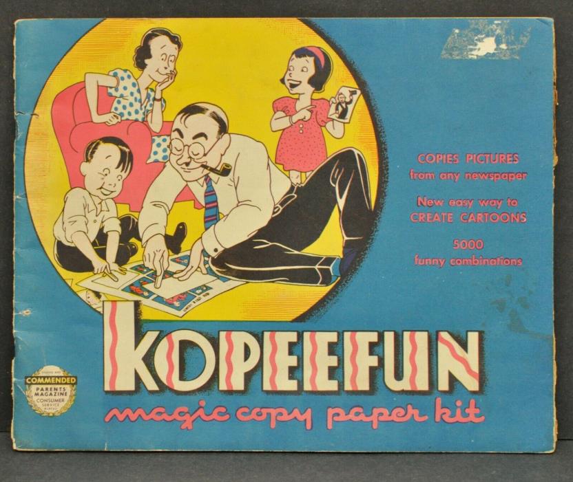 Vintage 1940 Kopeefun Magic Copy Paper Kit Cartoon Art Book