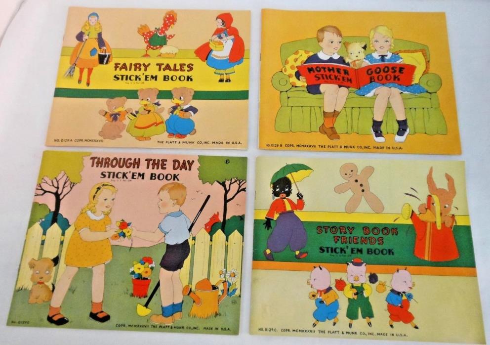 UNUSED 1937 PAPER DOLL BOOKS IN BOX 4 BOOK SET FAIRY TALES BLACK SAMBO