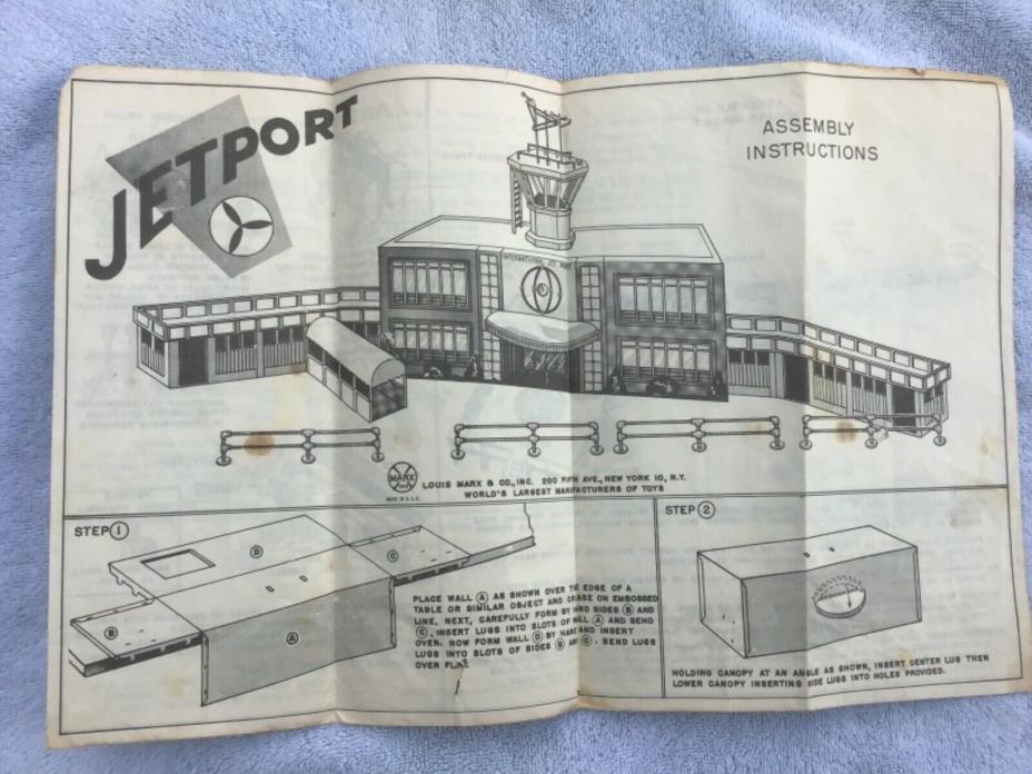 Vintage Marx International Jetport Assembly Instructions Manual  #4811