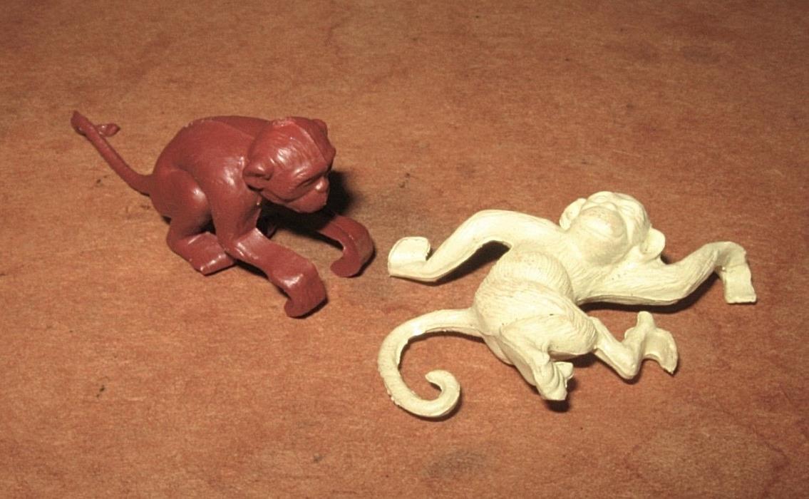 2 Vintage 50s 60s Marx Playset Pet Shop Circus Jungle WALKING HANGING MONKEY