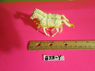 Vintage Marx Pair of Cream Harness Horse w/Repaired Yellow Hitch/Harness! 373-Y!