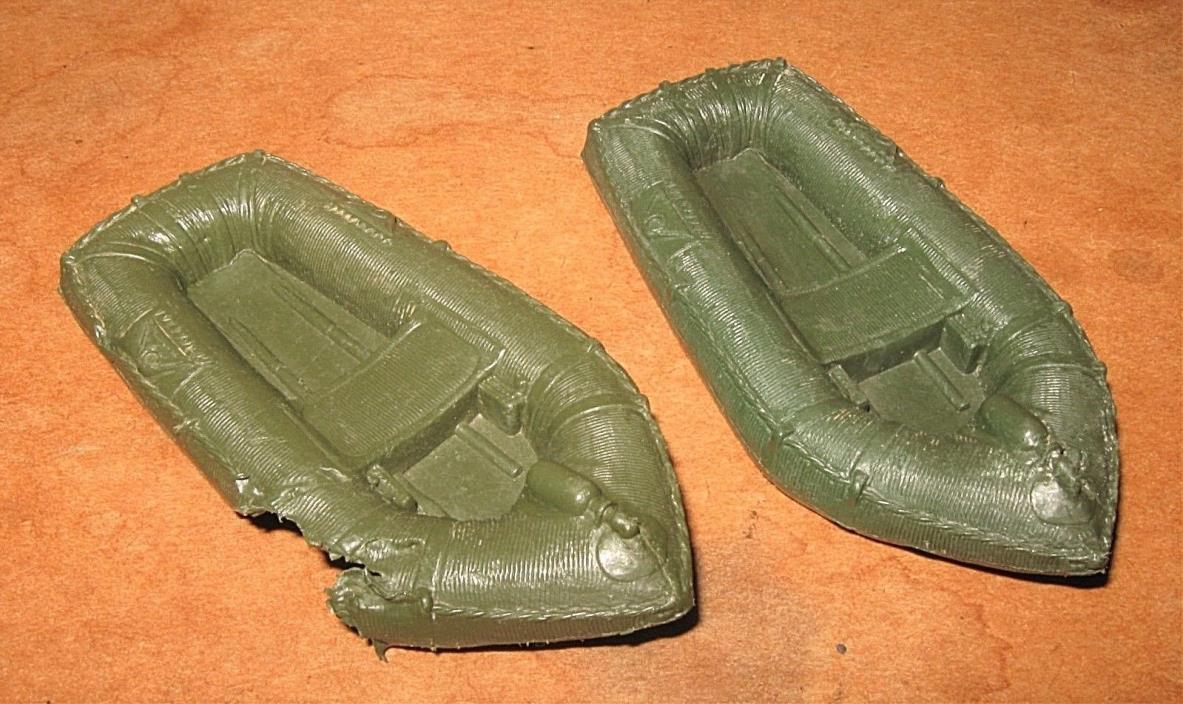 Lot of 2 Vintage 50s 60s MARX Battleground Plastic Playset US ARMY RAFTS Raft