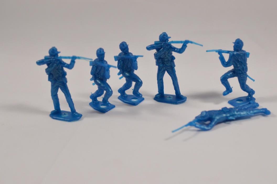 6 SOLDIER Toy MPC Plastic PLAY SET Blue Civil War Army Figure Vintage