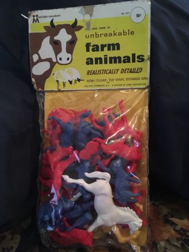 1967 Unbreakable Farm Animals Multiple Toymakers In Original Bag
