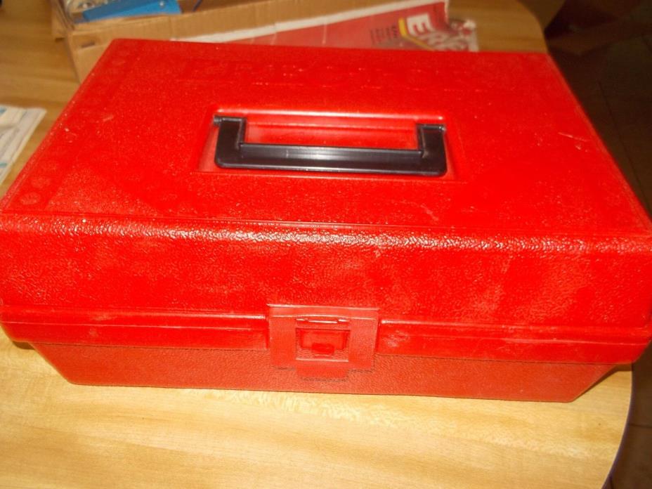Vintage 1964 Gilbert  Erector Set Red Plastic Box w/ Parts