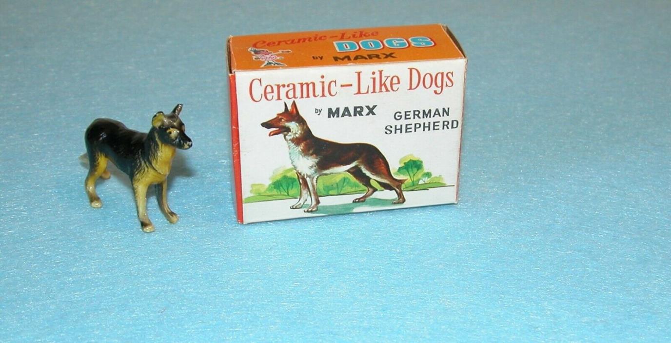 Vintage Miniature Marx Dog German Shepherd Plastic Figurine with Original Box