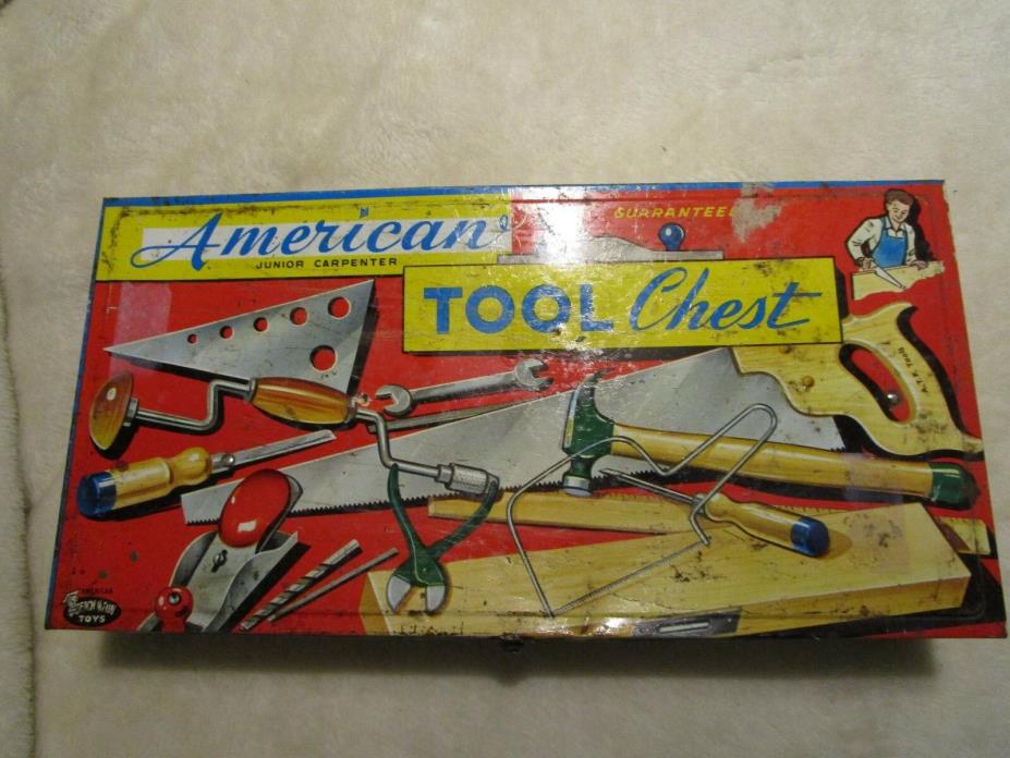 Vintage American Junior Carpenter Tool Chest by Teach n Fun Toys~Tool Chest Only
