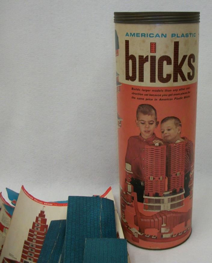 Vintage Halsam American Plastic Bricks Set No. 725 - 291 Pieces & Extras