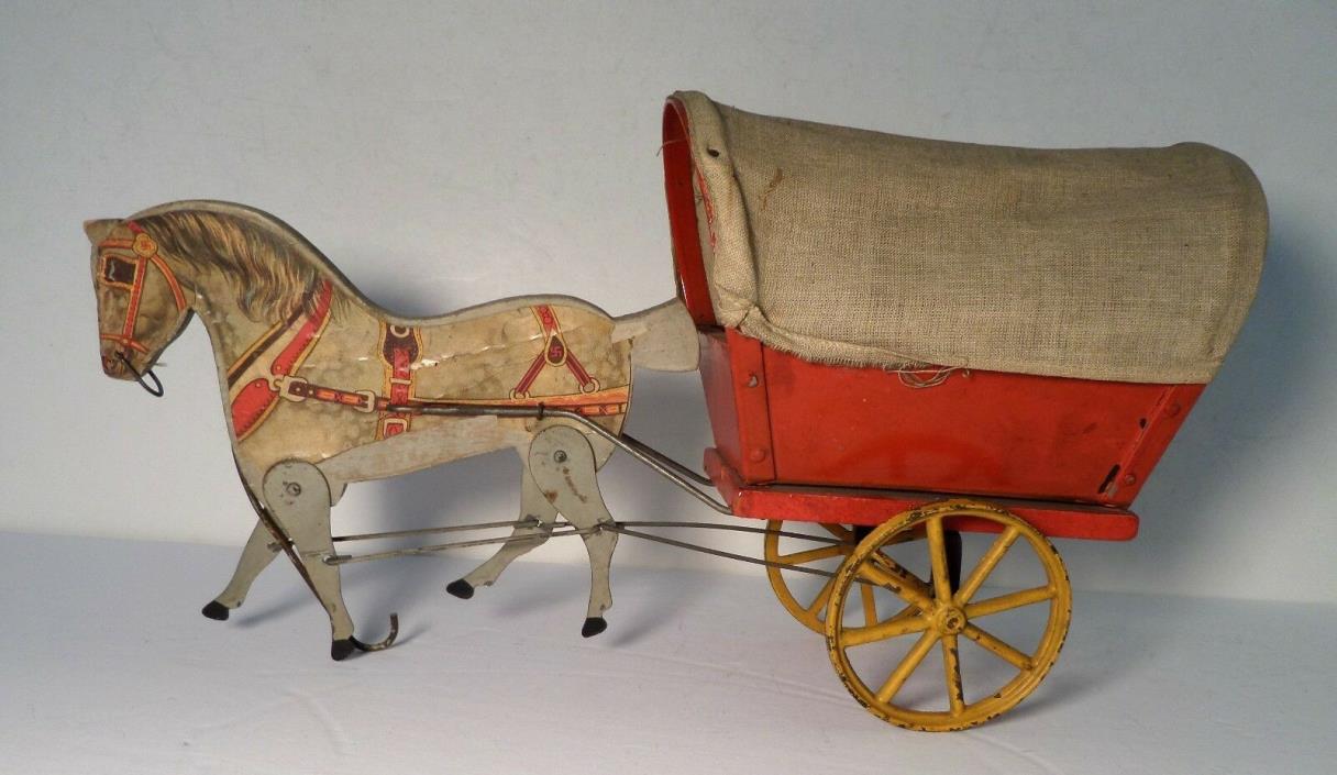 VINTAGE GIBBS TOY No. 31 COVERED CUBAN CART / GYPSY WAGON