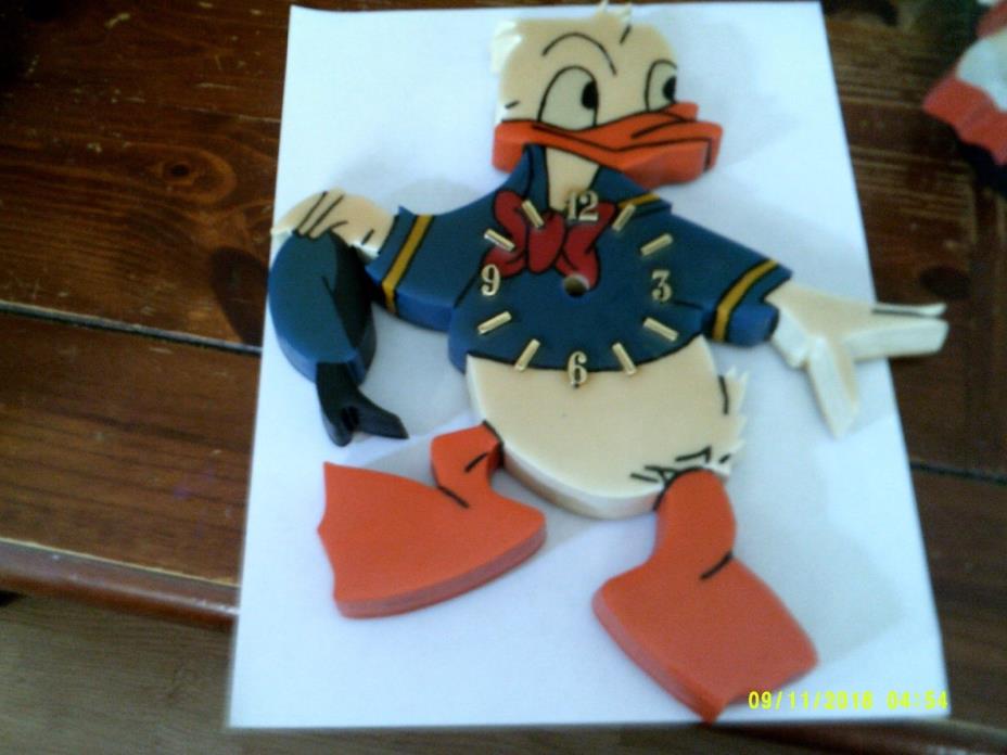 2 Donald Duck wooden wall clocks {handmade} needs clock part