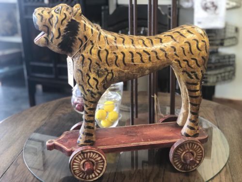 Antique Pull Tiger Pull Toy Hand Painted