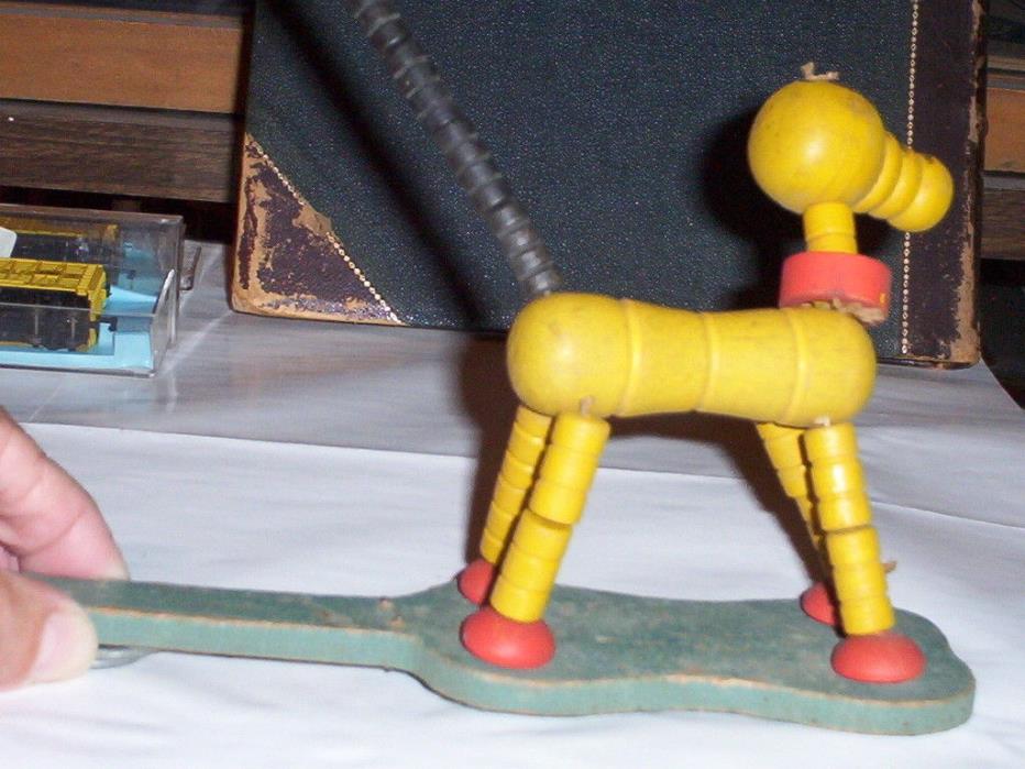 1950'S-PULL STRING DANCING DOG TOY(WOODEN)