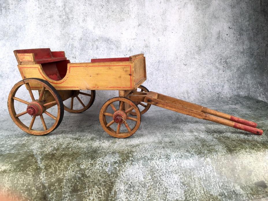 Antique toy wooden miniature cart