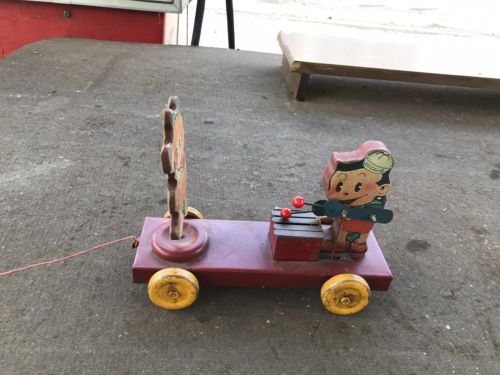 Antique Wood And Metal Pull Toy