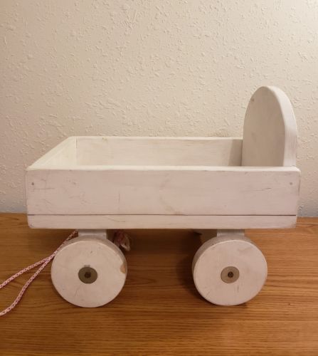 Handmade Folk Art Toy Wooden Wagon with Pull String